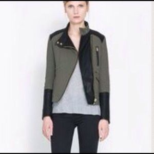 Army green Zara biker jacket
